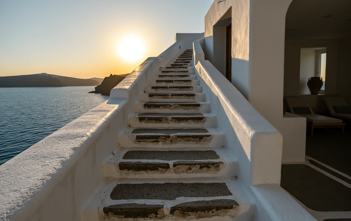 Stone stairs leading towards the sun