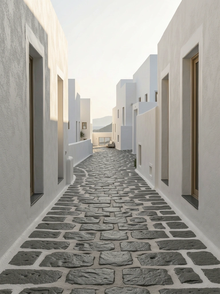 Vibrant Greek lifestyle path