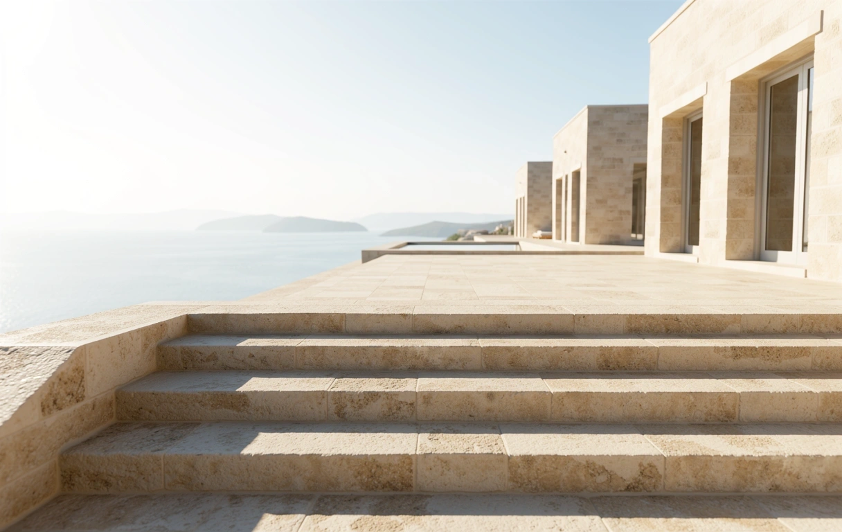 Stone stairs leading toward the horizon